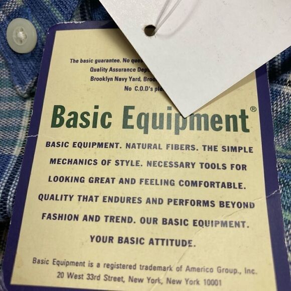 BASIC‎ EQUIPMENT Clothing Co. Men’s Shirt, size Large, blue plaid, New With Tags - Picture 7 of 11